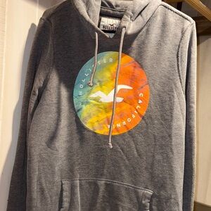 Hollister Heather Gray Hoodie with Vibrant Logo